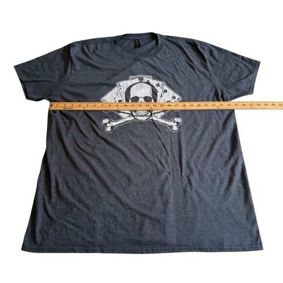 Anvil Lightweight Skull & Crossbones Poker Player Tee Shirt T-Shirt Gray Sz 2XL - Picture 5 of 9